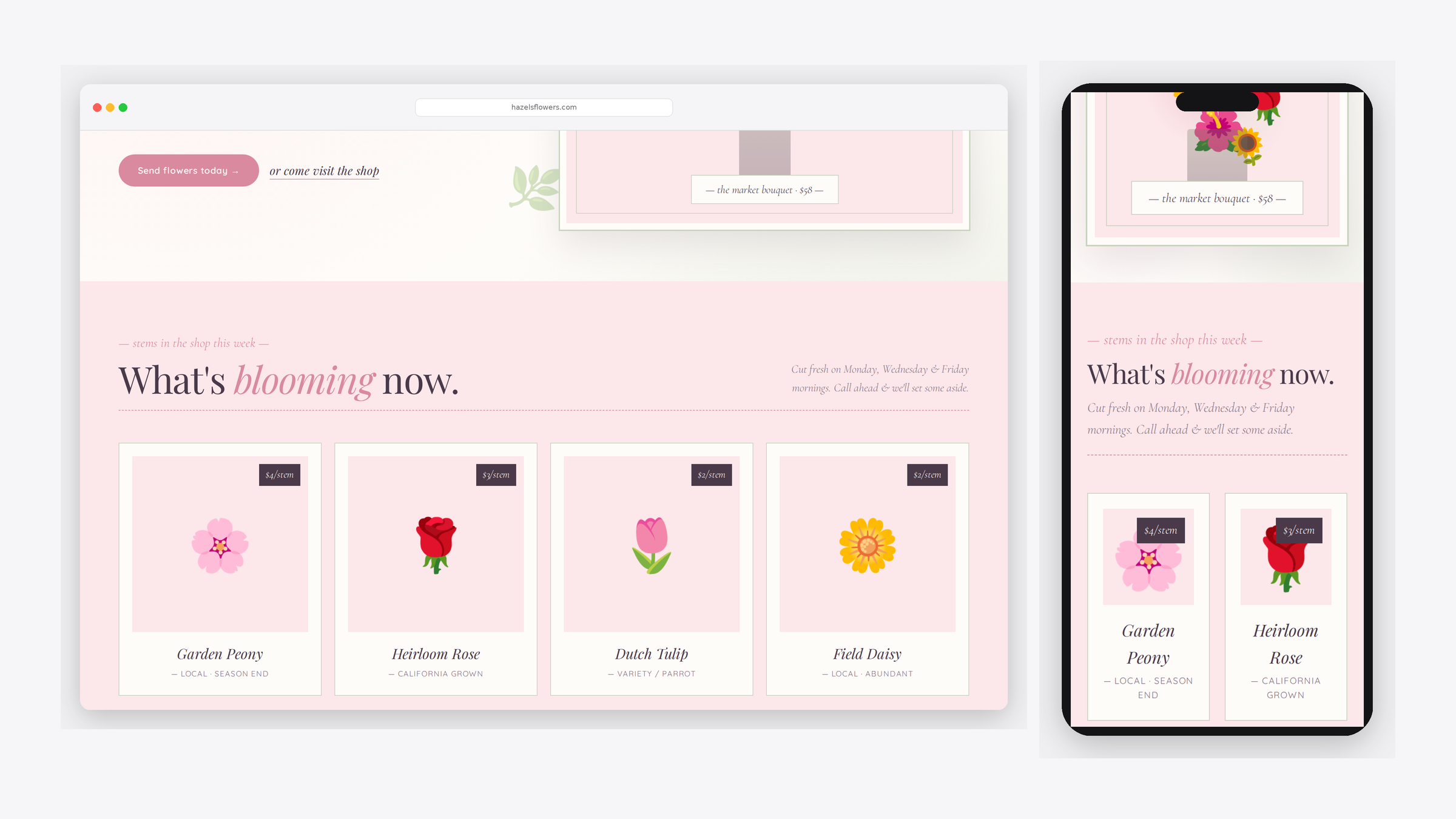 Hazel's Flowers — scrolled detail view