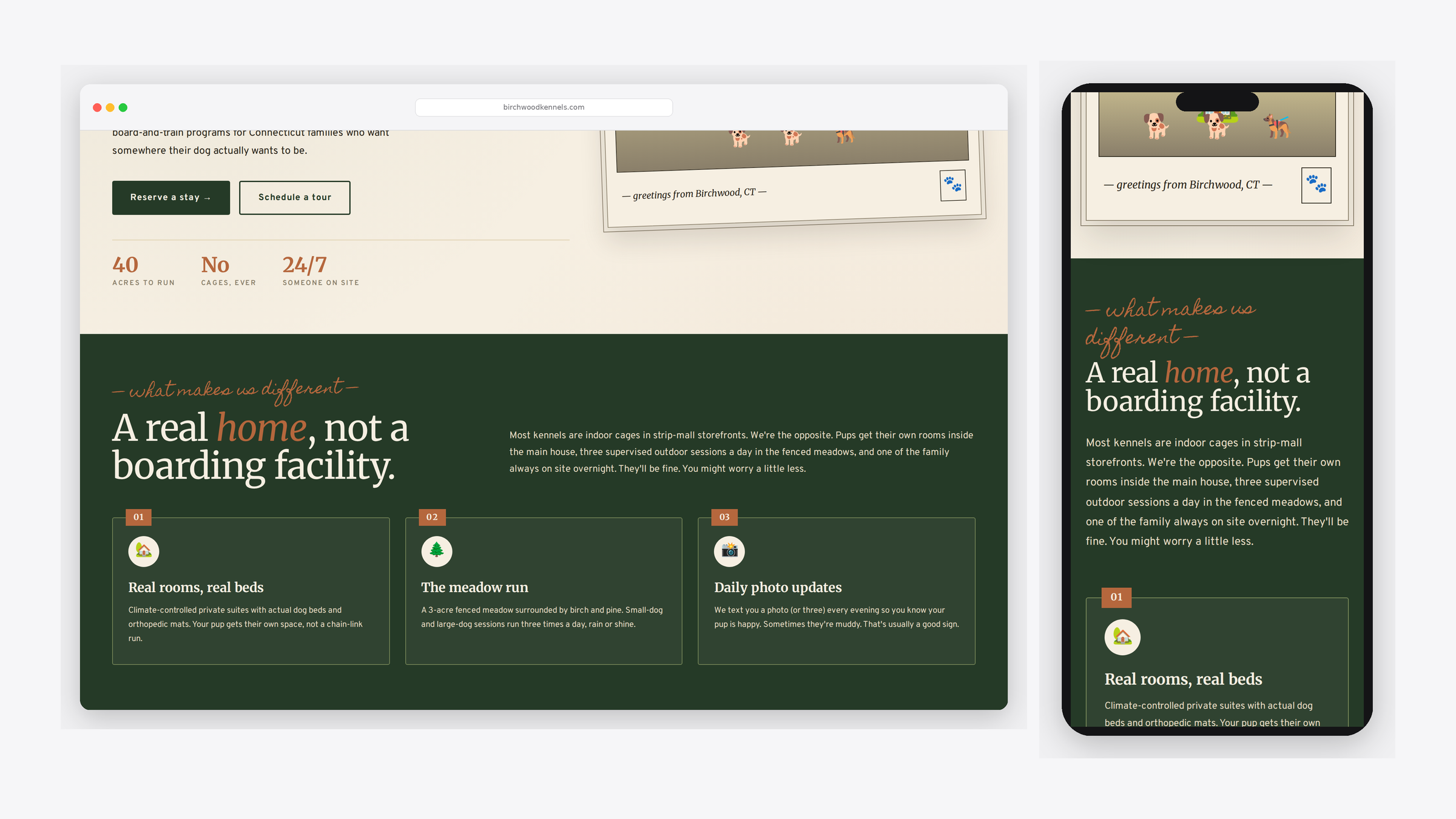 Birchwood Kennels — scrolled detail view