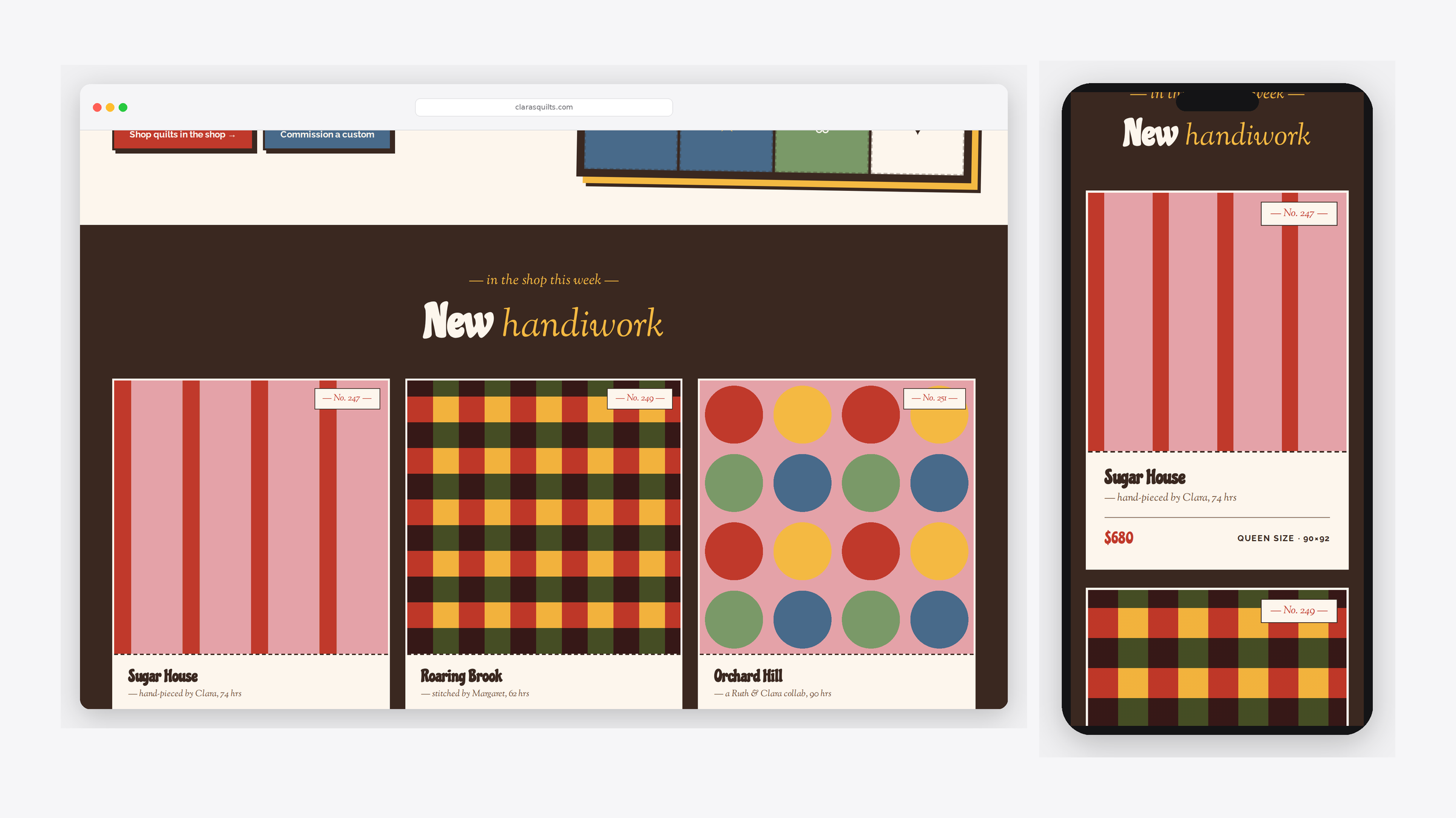 Clara's Quilts — scrolled detail view