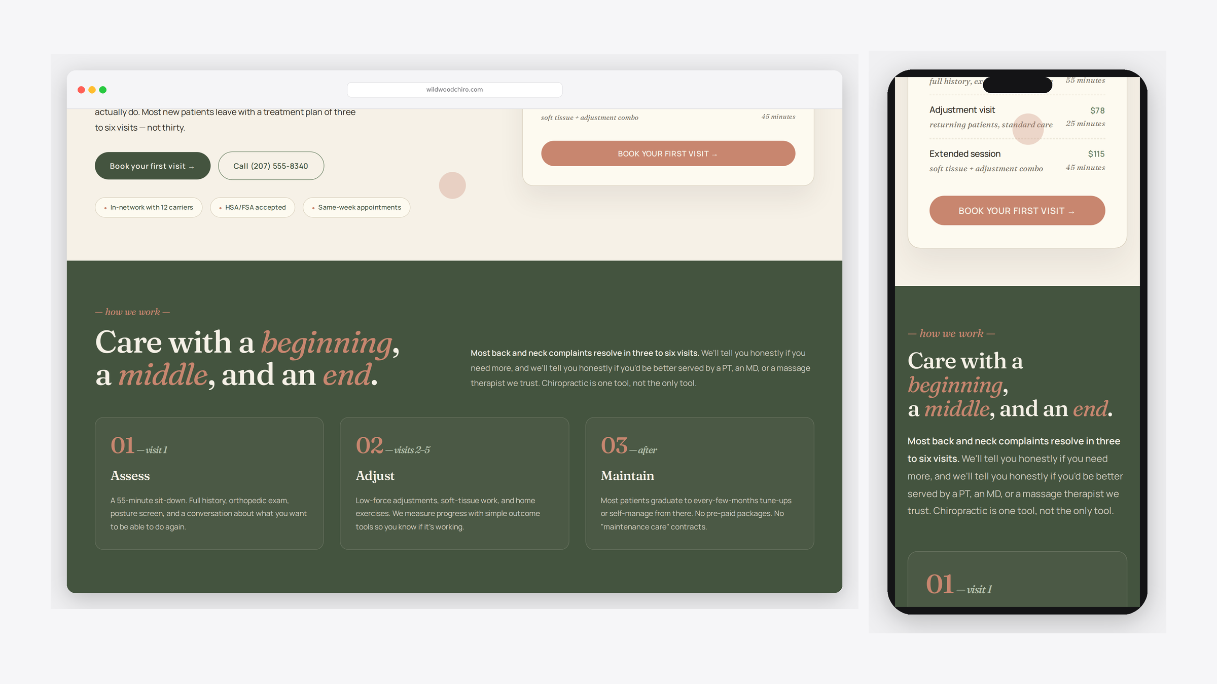 Wildwood Chiropractic — scrolled detail view